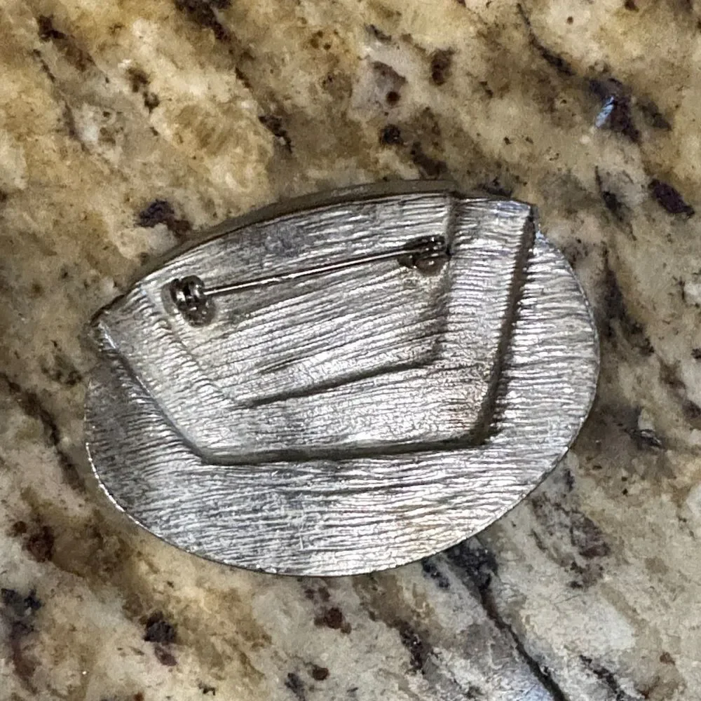 Silver and Black Geometric Brooch